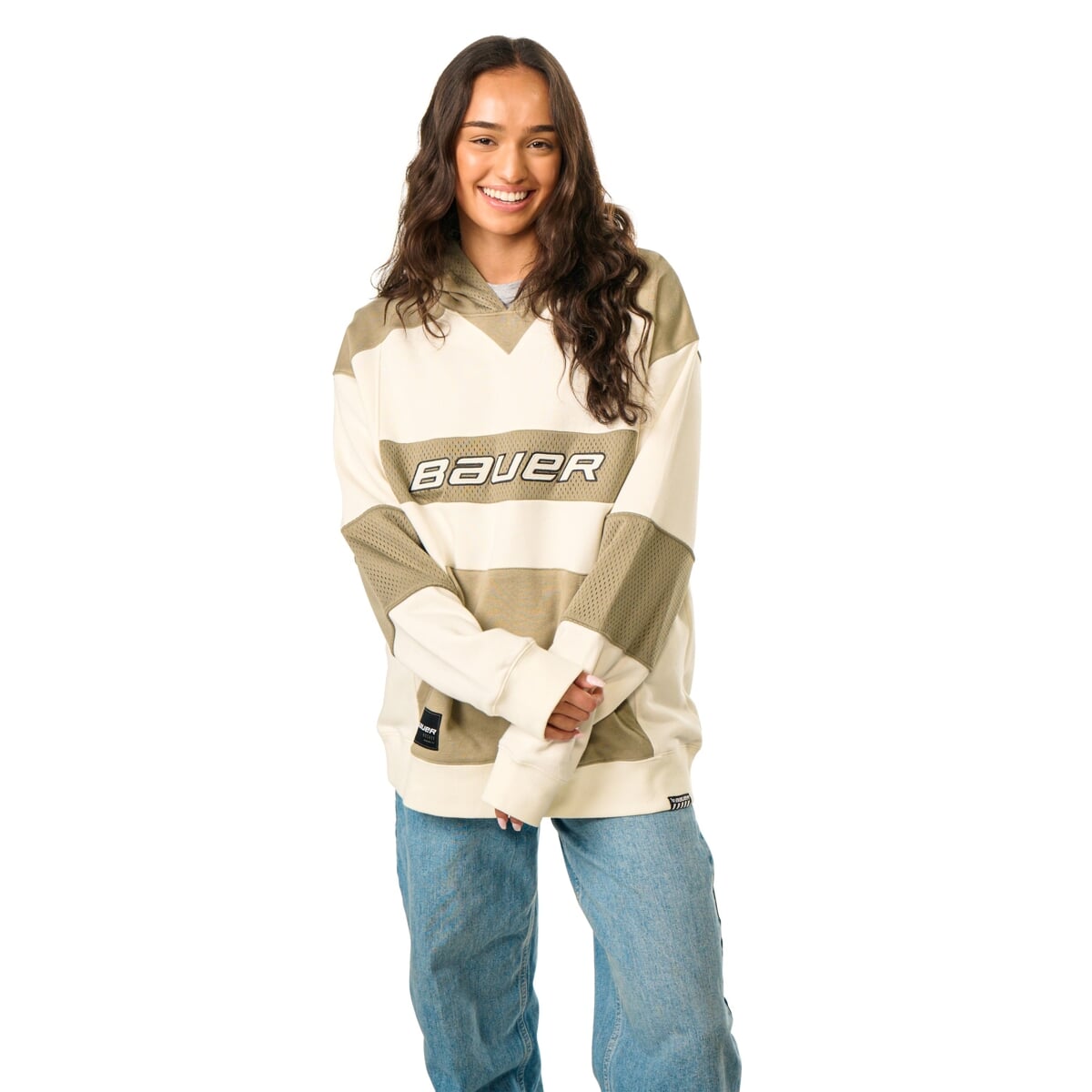 Mikina BAUER S25 GAMECHANGER HOODIE-SR-TAN/SAGE (1064684)