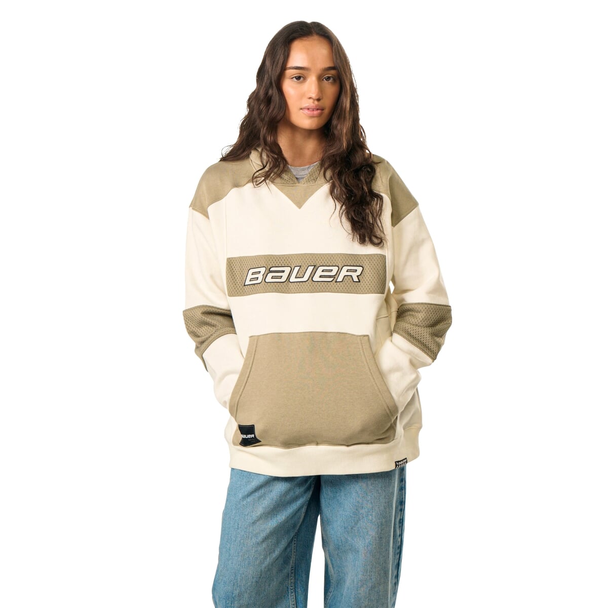 Mikina BAUER S25 GAMECHANGER HOODIE-SR-TAN/SAGE (1064684)