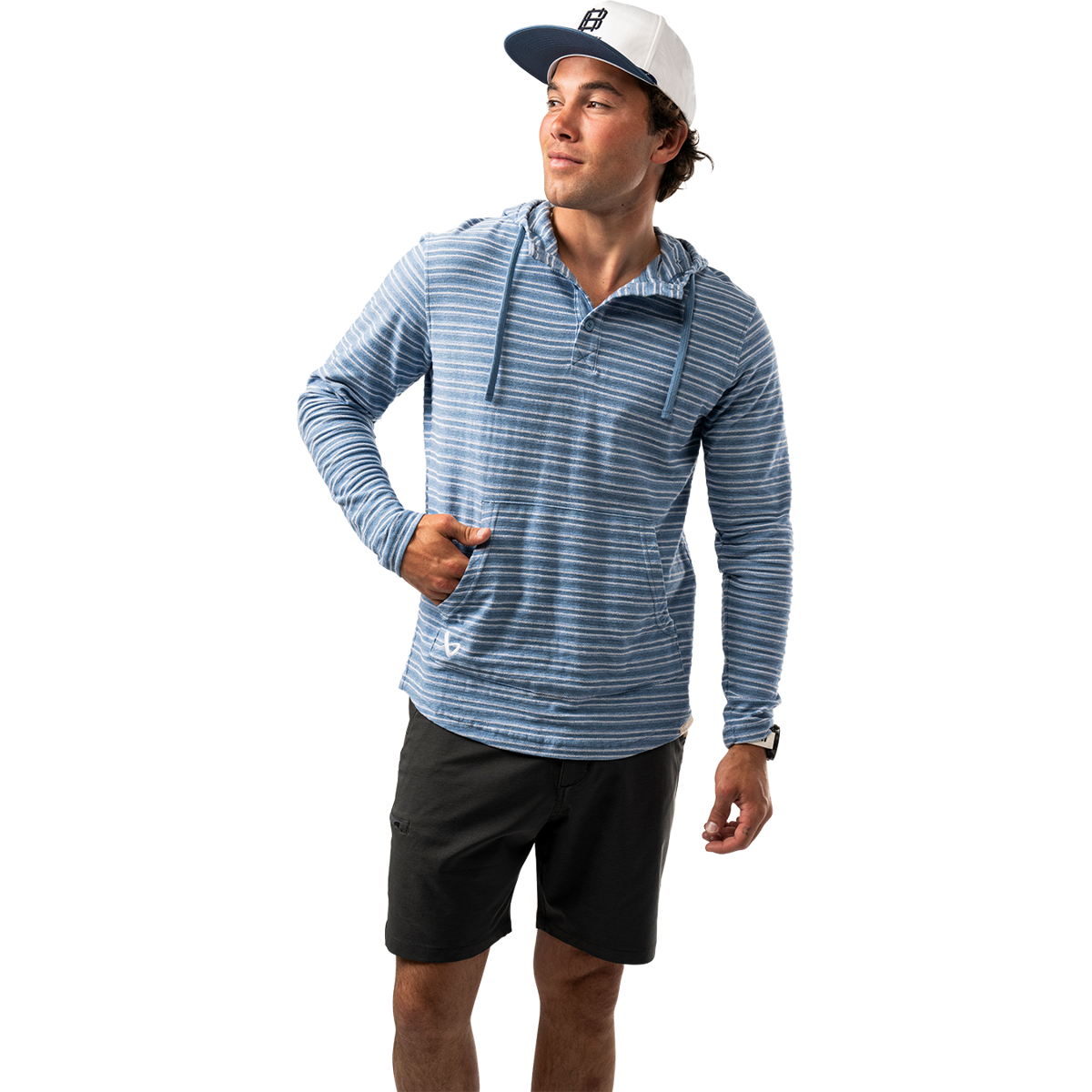 Mikina BAUER S25 LTWHT STRIPE HOODIE-SR-BLUE HZ (1064711)