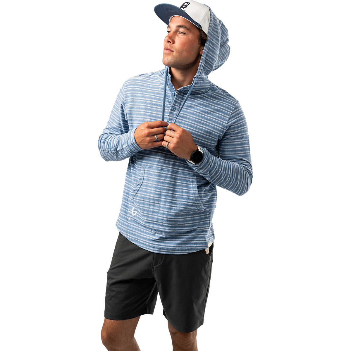 Mikina BAUER S25 LTWHT STRIPE HOODIE-SR-BLUE HZ (1064711)