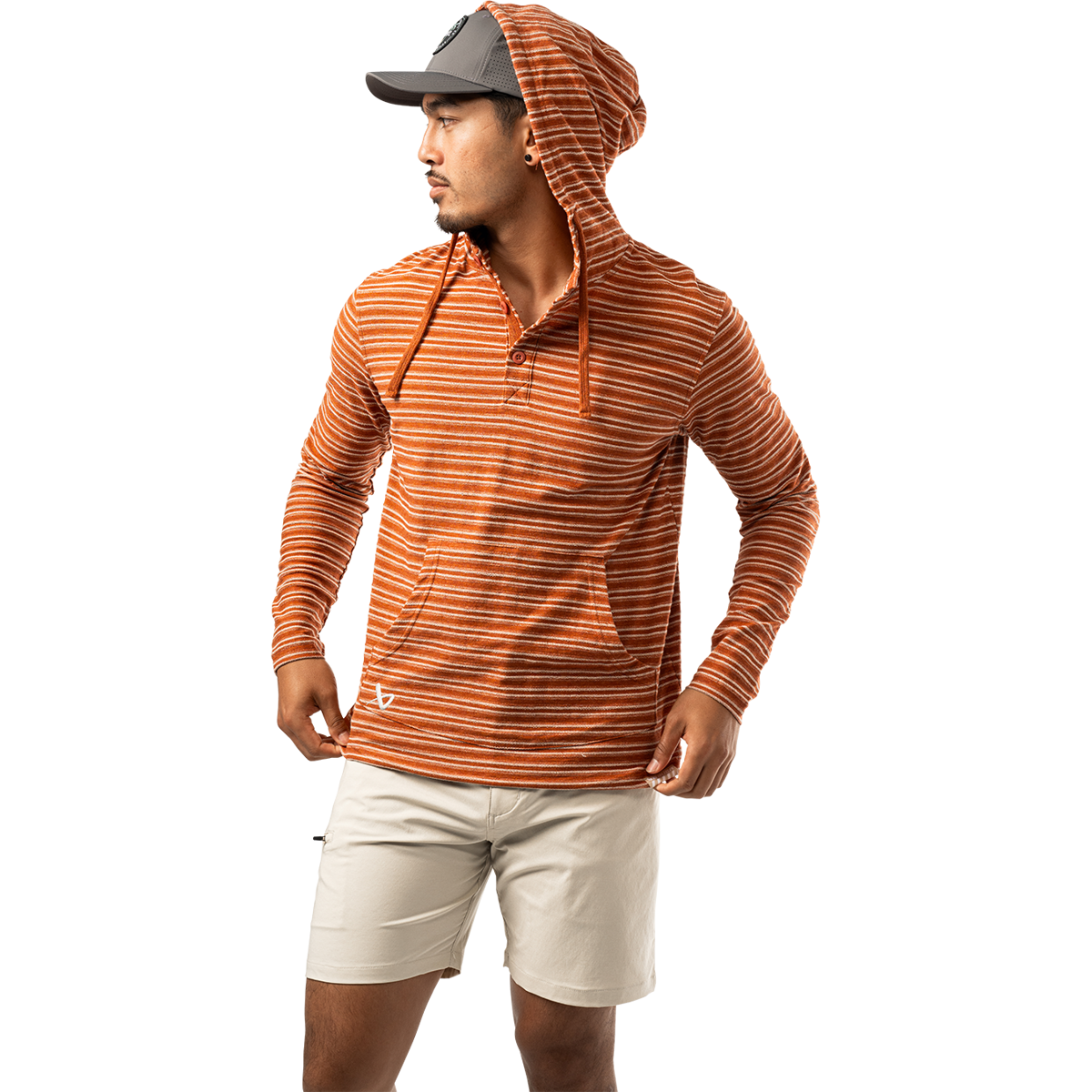 Mikina BAUER S25 LTWHT STRIPED HOODIE-SR-BRICK (1064712)