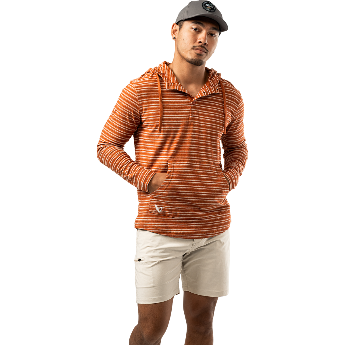 Mikina BAUER S25 LTWHT STRIPED HOODIE-SR-BRICK (1064712)