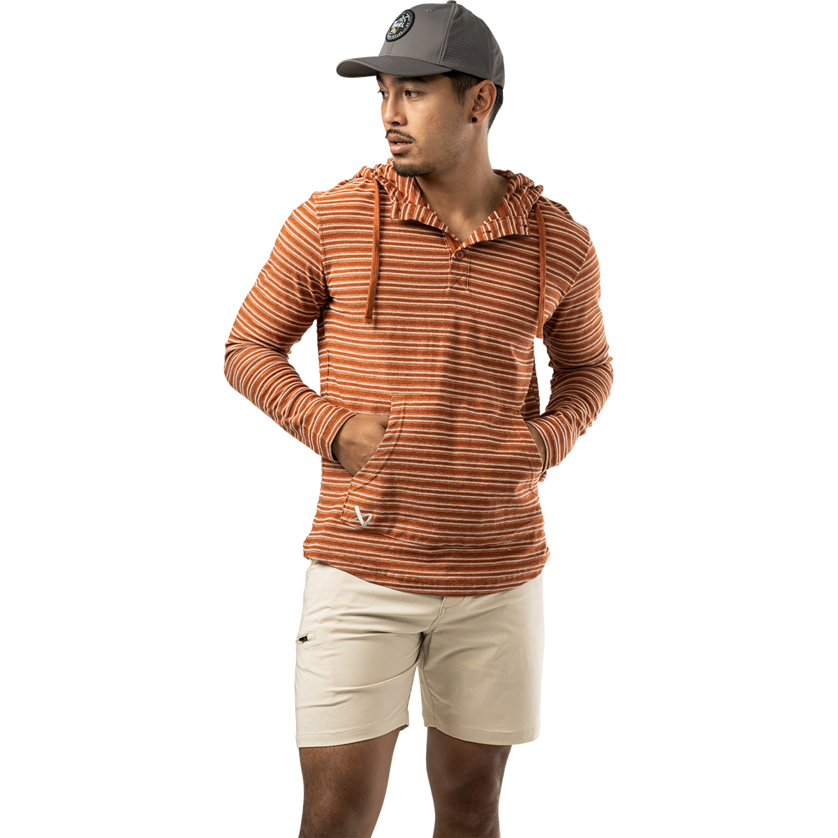 Mikina BAUER S25 LTWHT STRIPED HOODIE-SR-BRICK (1064712)