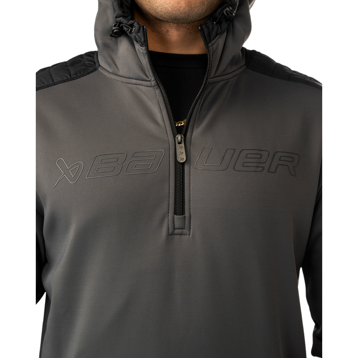 Mikina BAUER S25 PUFFER 1/2 ZIP HOODIE-SR-BLK (1065925)