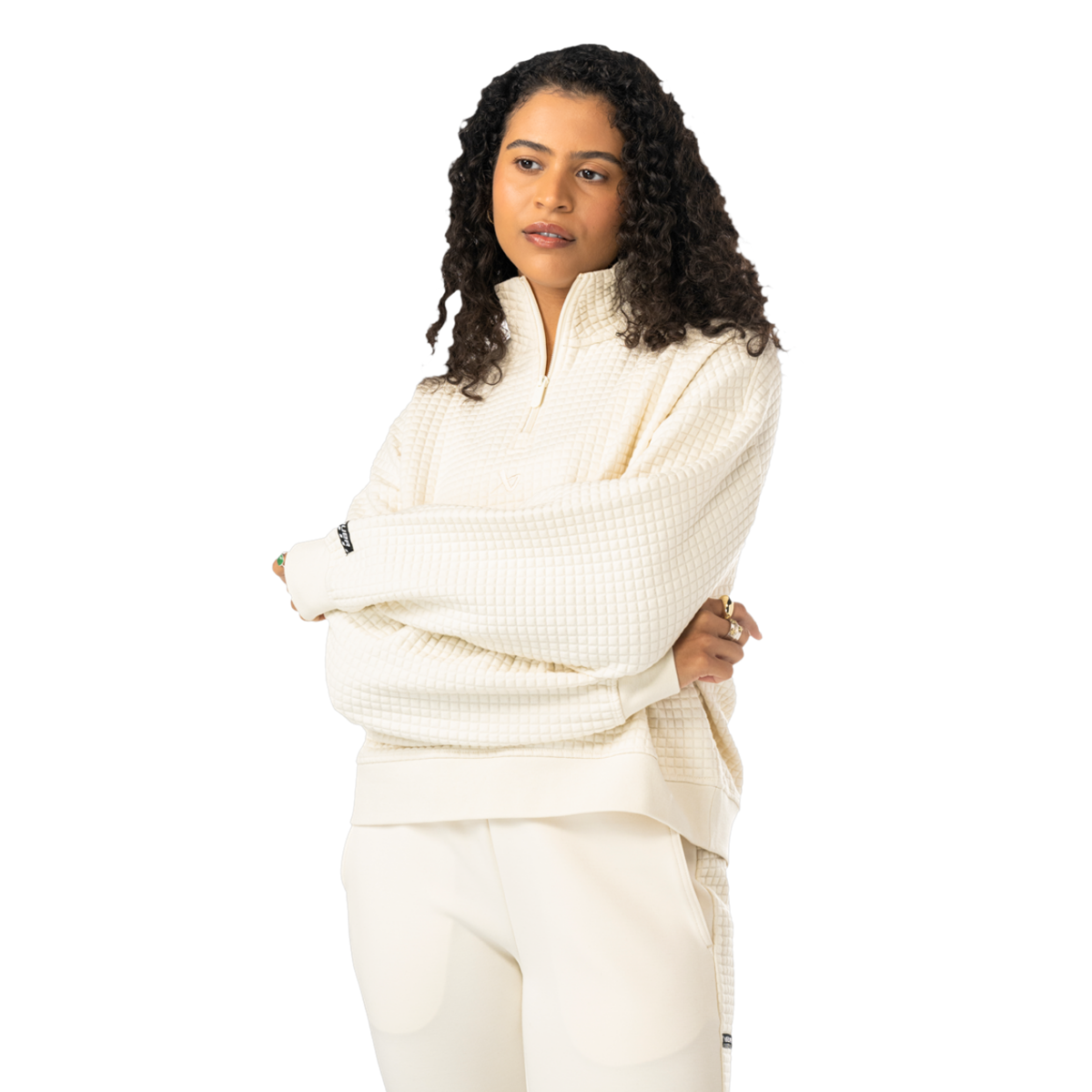 Mikina BAUER S25 QUILTED 1/4 ZIP-WM-CREAM (1065913)