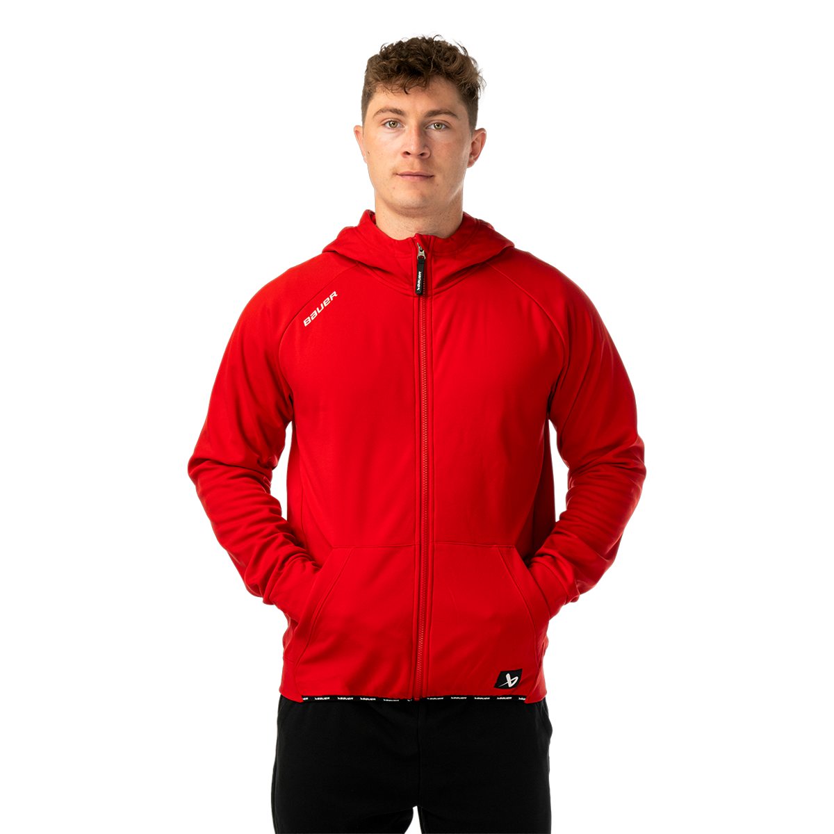 Mikina BAUER S26 TEAM FLEECE ZIP HOODIE-SR-RED (1067309)