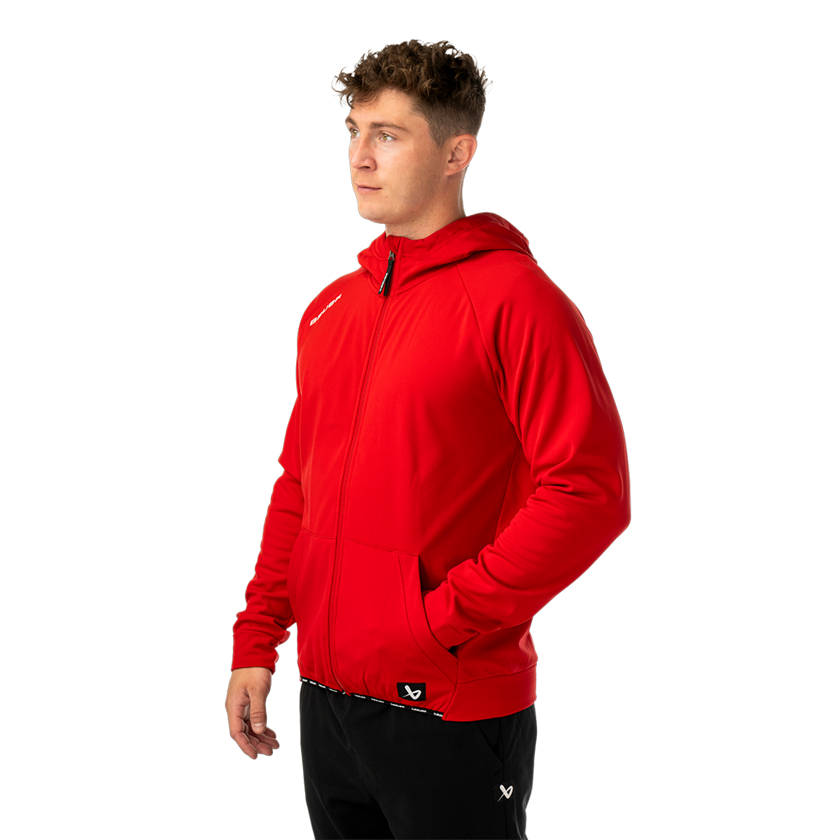 Mikina BAUER S26 TEAM FLEECE ZIP HOODIE-SR-RED (1067309)