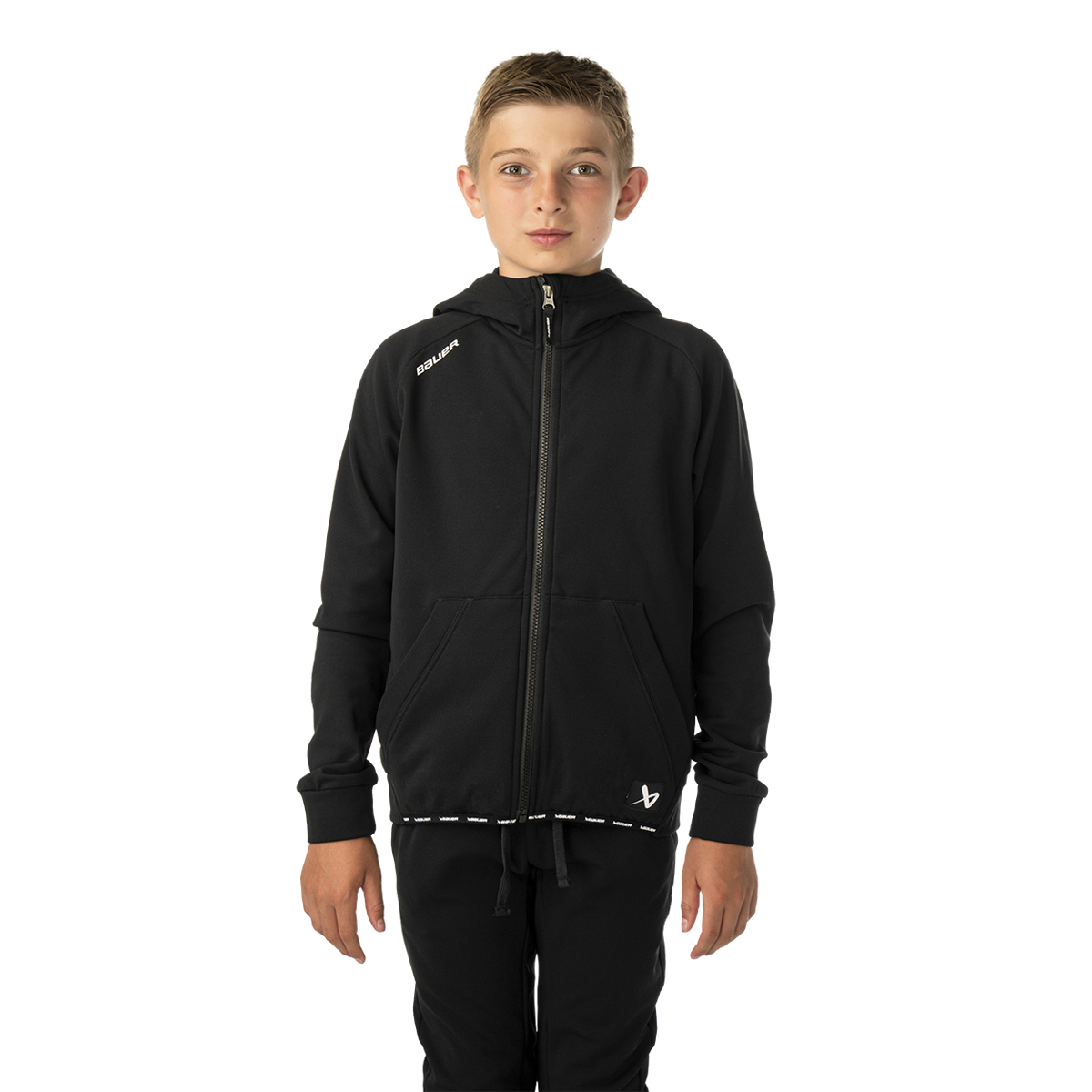Mikina BAUER S26 TEAM FLEECE ZIP HOODIE-YTH-BLK (1067300)