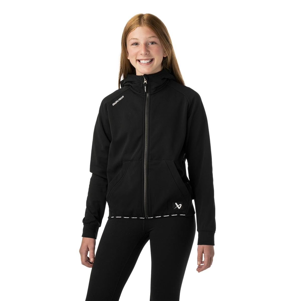 Mikina BAUER S26 TEAM FLEECE ZIP HOODIE-YTH-BLK (1067300)