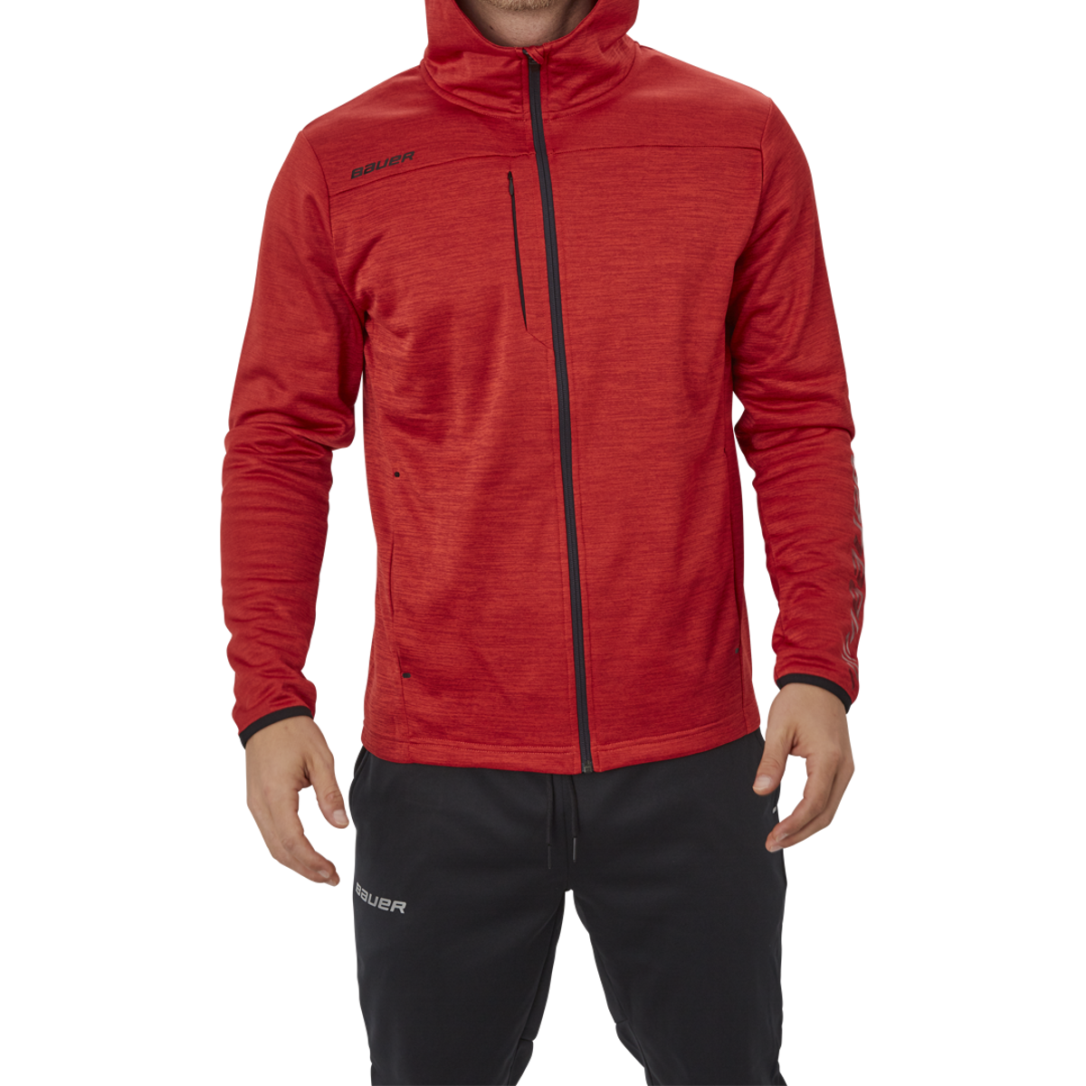 Mikina BAUER VAPOR FLEECE ZIP HOODIE RED-YTH (1056828)