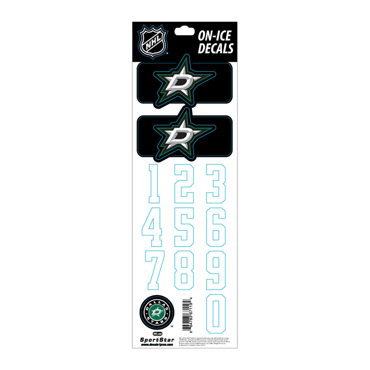 Nálepka na helmu SPORTSTAR - DALLAS STARS - DARK HELMET