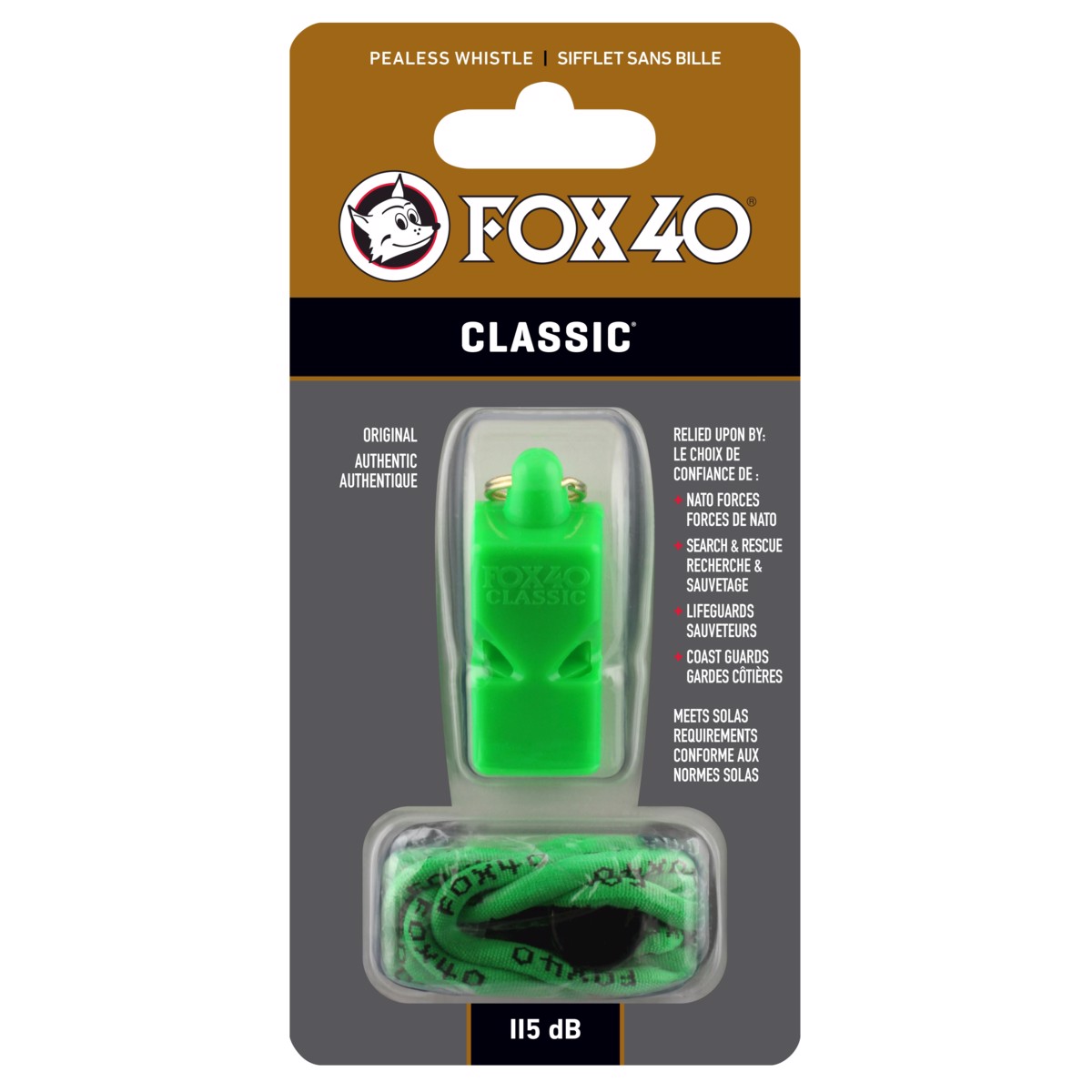Píšťalka CLASSIC SAFETY neon green na krk