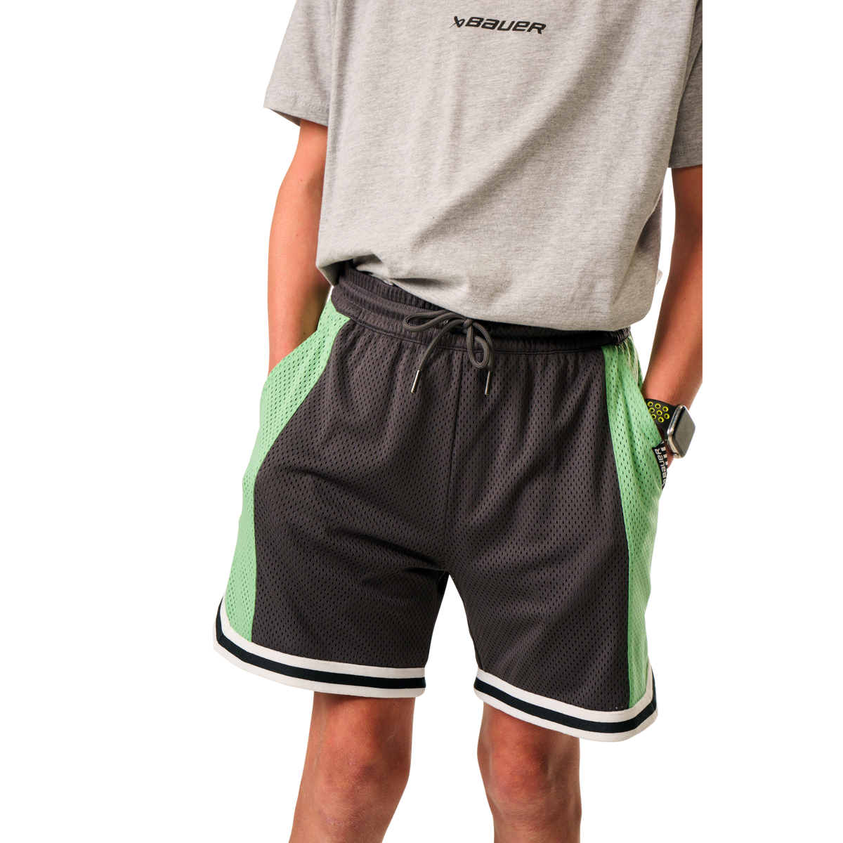 Šortky BAUER S25 MESH SHORTS-YTH-VOLCANO (1064742)