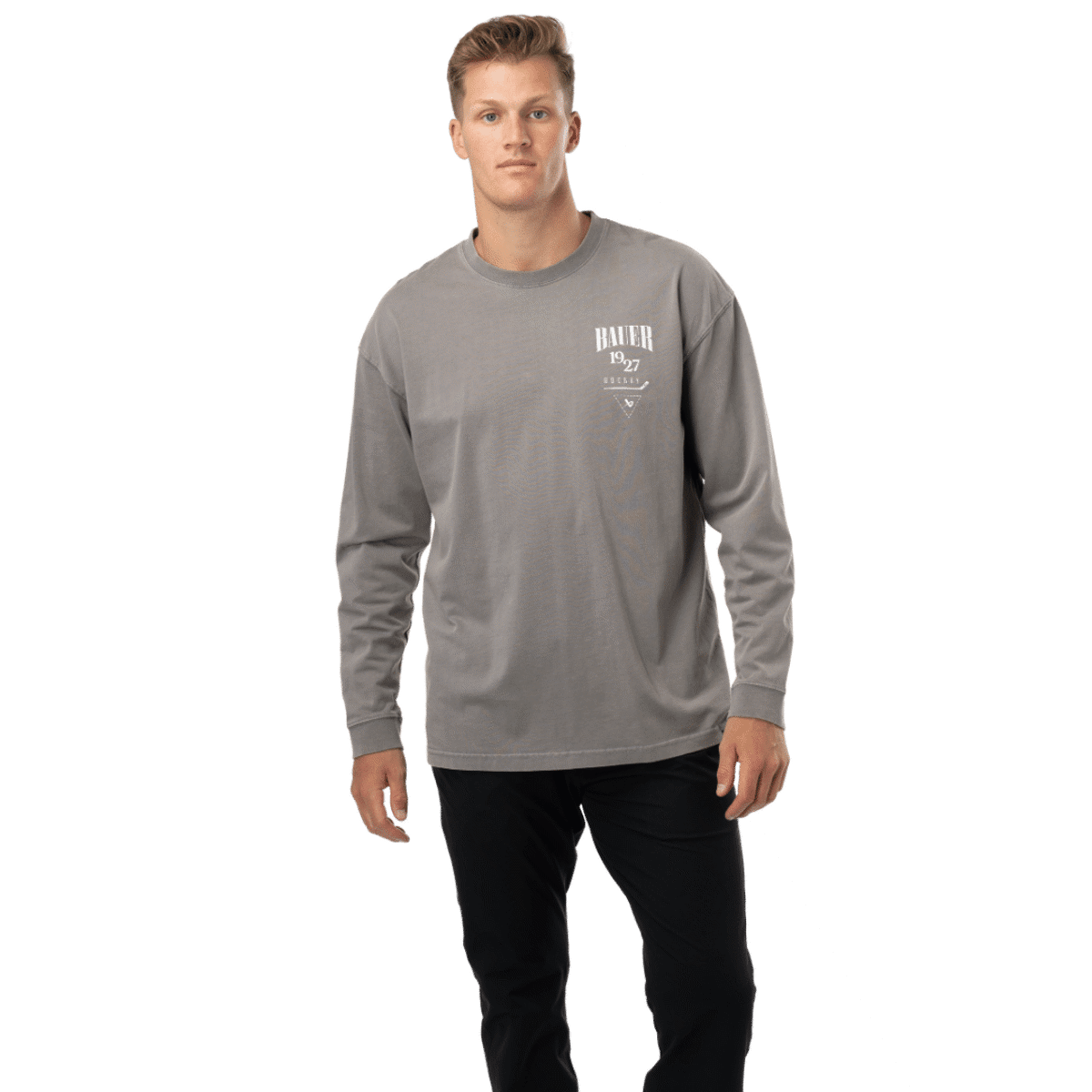 Triko BAUER S24 ACID WASH LS TEE-SR-GRY (1063393)
